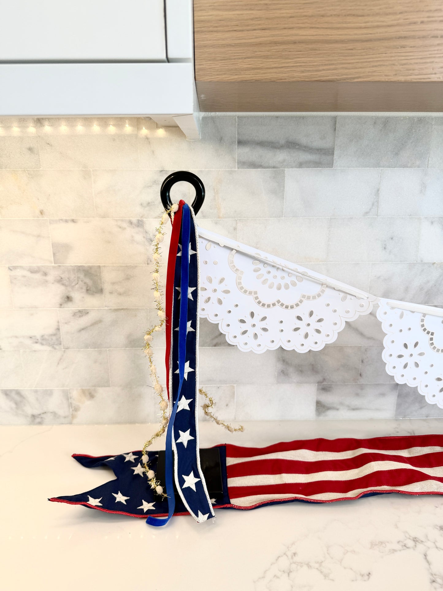 White Scalloped Paper Lace Banner