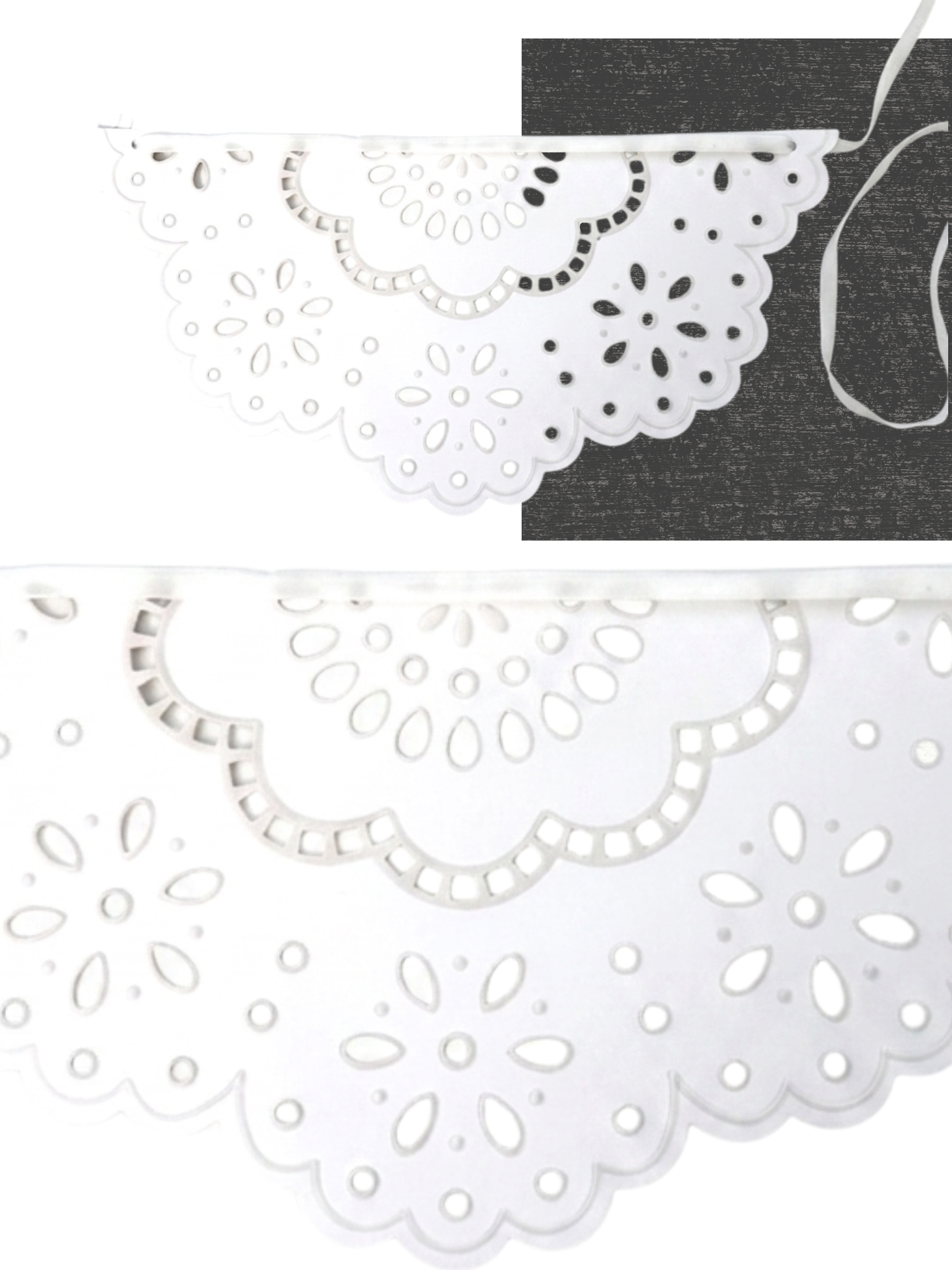 White Scalloped Paper Lace Banner