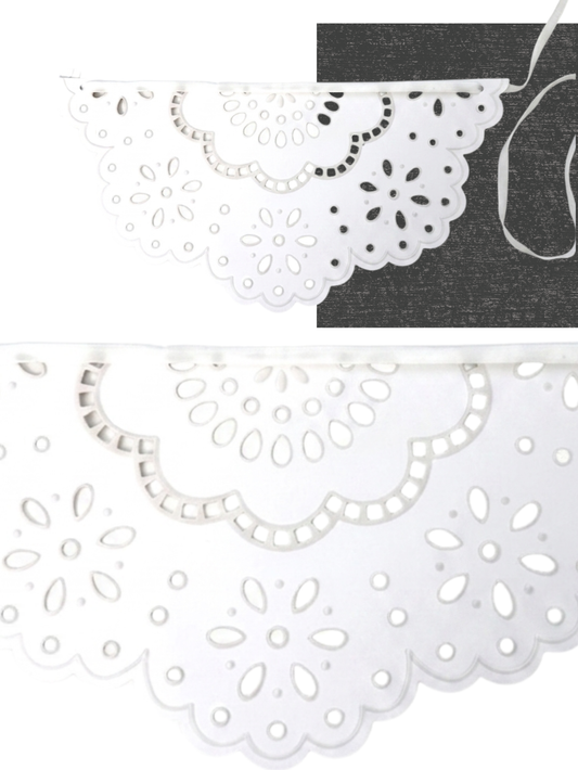White Scalloped Paper Lace Banner