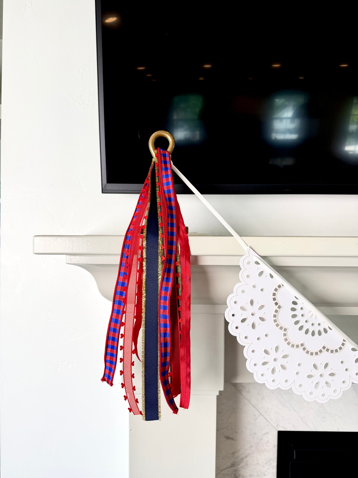 White Scalloped Paper Lace Banner