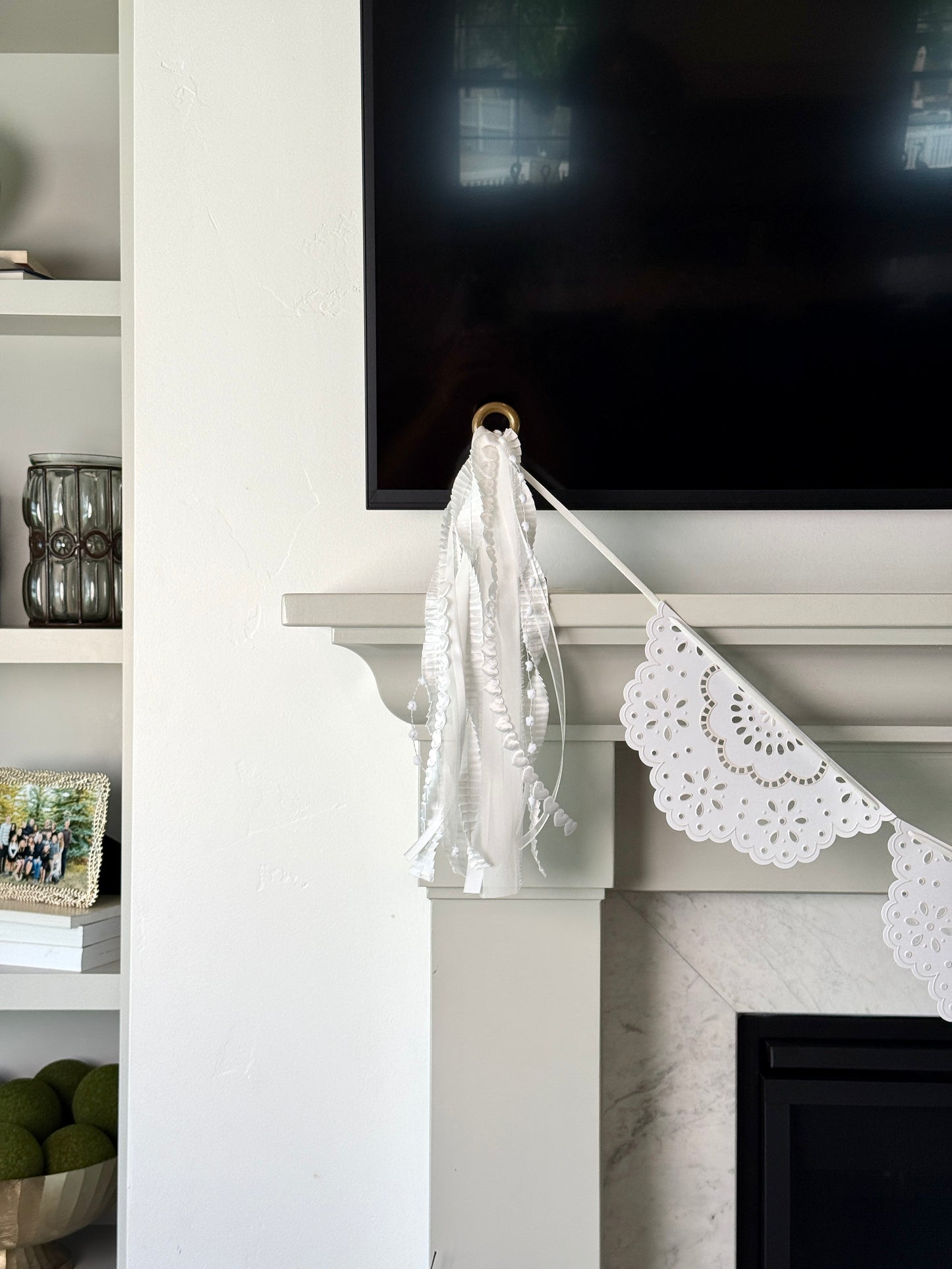 White Scalloped Paper Lace Banner