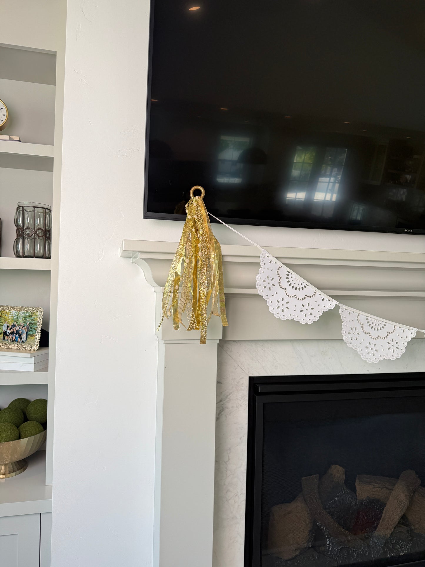 White Scalloped Paper Lace Banner