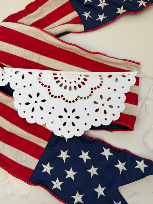 White Scalloped Paper Lace Banner