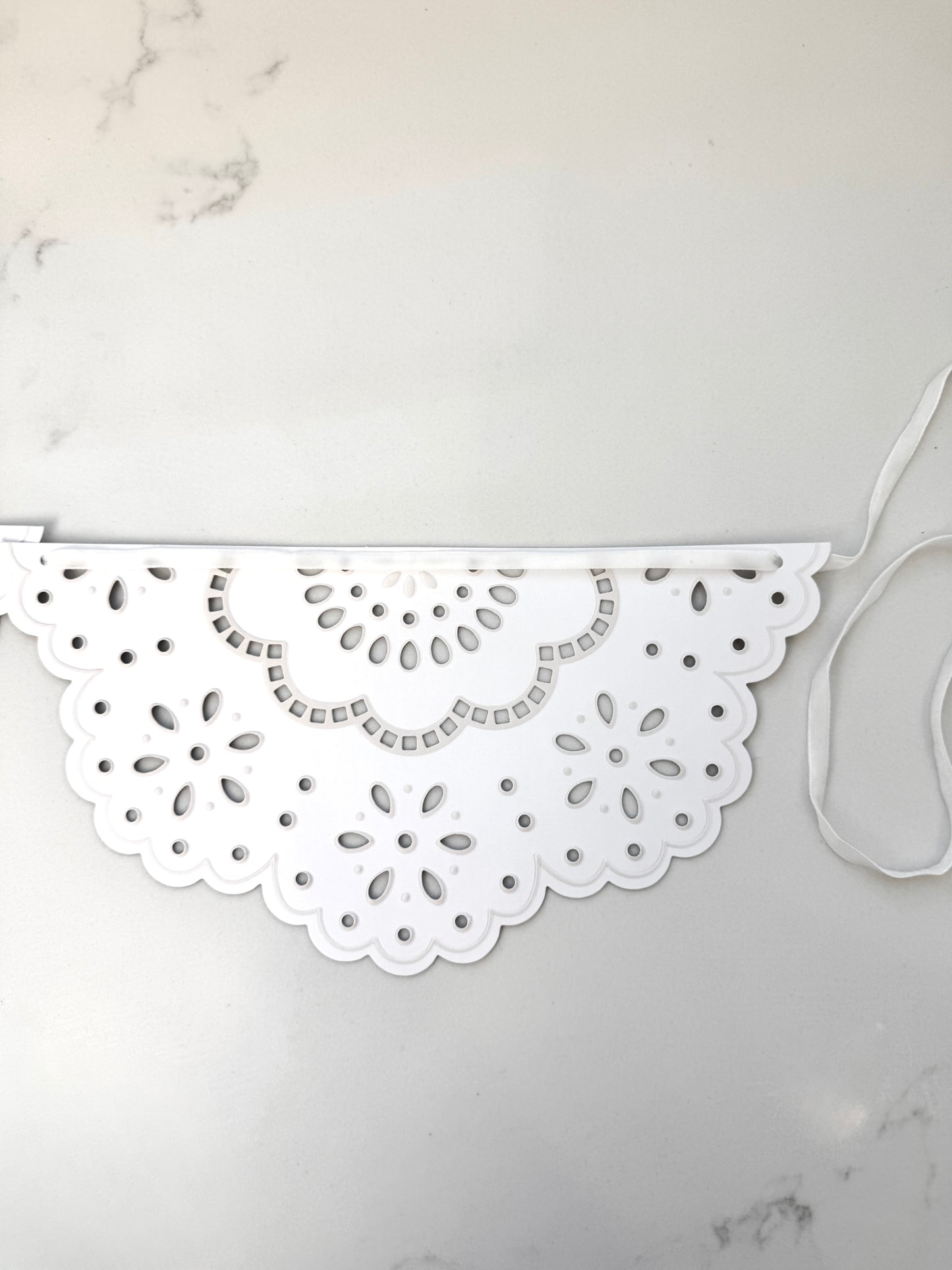 White Scalloped Paper Lace Banner