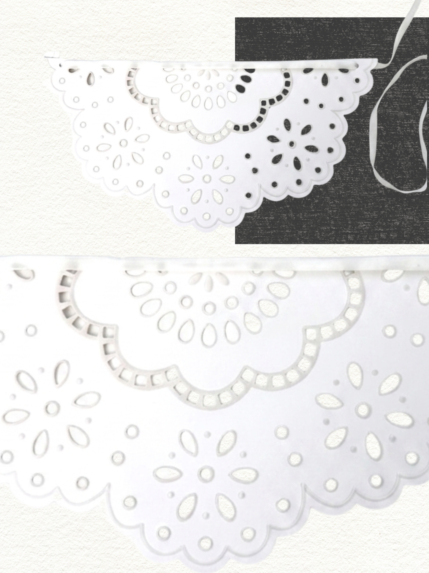 White Scalloped Paper Lace Banner