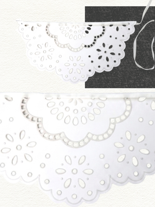 White Scalloped Paper Lace Banner